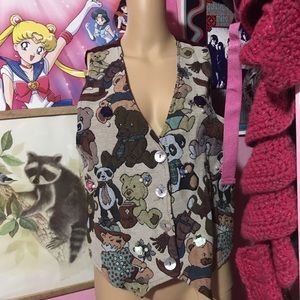 Women’s teddy bear embroidered vest